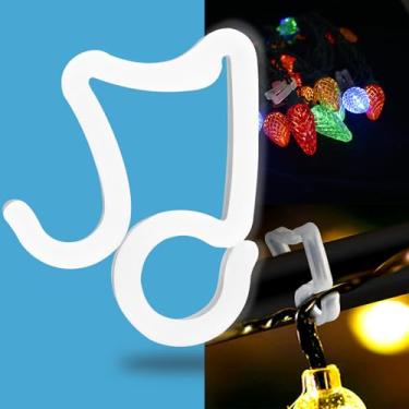 Imagem de EQUIJUANCE Clipes de luz para decorações de Natal, ganchos de calha ao ar livre - Clipes à prova de intempéries para luzes de cordas, Halloween e decoração de férias (60, branco)