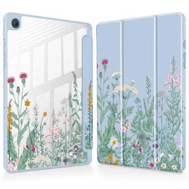 Imagem de May Chen Capa para Samsung Galaxy Tab A9 Plus 27.9 cm 2023, suporte de lápis embutido com capa à prova de choque, capa traseira transparente transparente, despertar/hibernar automaticamente, ervas e