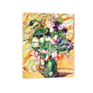 Imagem de Flores Pintura em tela Famosa Pintura Reprodução-Quadros para sala de estar-Vaso flores-Pôster pronto para pendurar Tela Embrulhada 60x80cm