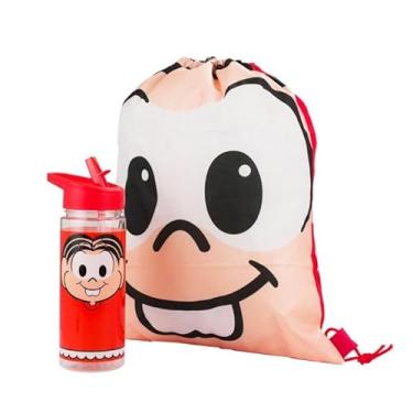 Imagem de Garrafa Plástico Turma da Mônica 450ml com Mochila Tipo Saco, 41 x 31 cm