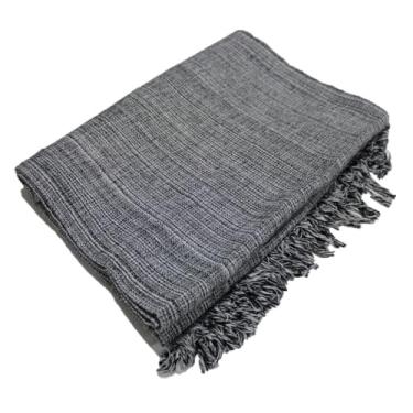 Imagem de Manta para Sofá 100% Algodão - Coberta Decorativa, Protetor e Colcha Multiuso - Decoração para Sala (Preto Mesclado)