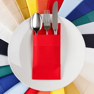 Imagem de Guardanapos de jantar com talheres AMERICAN HOMESTEAD - Guardanapos de mesa descartáveis semelhantes a panos dobrados - Serviettes de papel absorvente para casamentos, festas e eventos - 40 x 39 cm