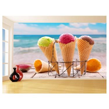 Imagem de Papel De Parede 3D Alimentos Sorvete Casquinha 3,5M Al367