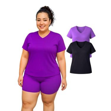 Imagem de Kit 2 Camiseta Manga Curta Dry Fitness Academia Plus Size-Feminino