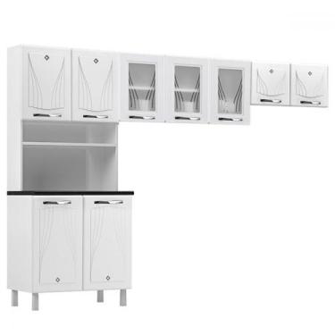 Imagem de Cozinha Compacta em Aço Star New 9 Portas com Vidro Branco - Telasul, 