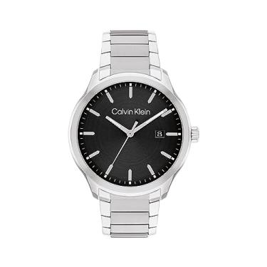 Imagem de Calvin Klein Relógio masculino de aço inoxidável - Elegância do dia a noite (modelo: 25200348), Prata, Arquitetonicamente