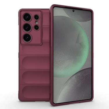 Imagem de Capa de celular antiderrapante e macia com absorção de impacto para Samsung Galaxy S25 S24 S23 S22 Ultra Plus Fe A55 A35 A16 A06 Note 20 U (para Galaxy A05 4G/vermelho escuro)