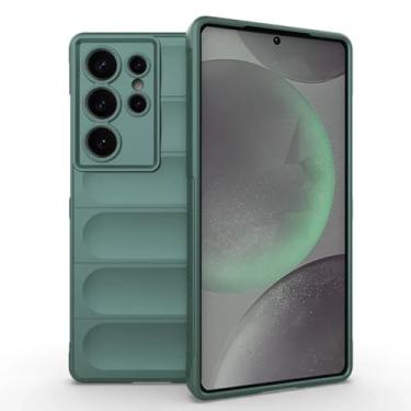 Imagem de Capa de celular antiderrapante e macia com absorção de impacto para Samsung Galaxy S25 S24 S23 S22 Ultra Plus Fe A55 A35 A16 A06 Note 20 U (para Galaxy S25 PLUS/verde escuro)