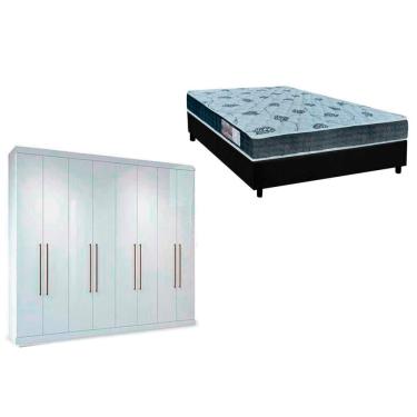 Imagem de Cama Box Casal + Colchão D45 Cecina + Guarda Roupa Master Vip 8.4 Atacama-Jatobá