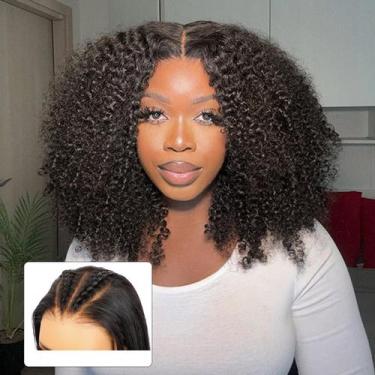 Imagem de Peruca ISEE M-Cap Kinky Curly Wear Go sem cola, 100% cabelo humano