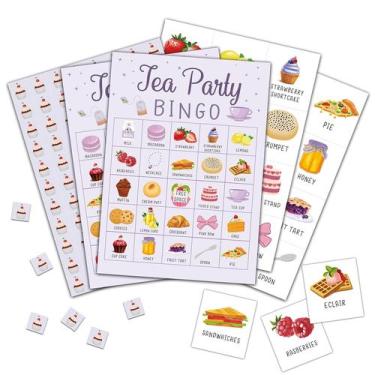 Imagem de Cartões de bingo Foosproea Tea Party Let's Par-Tea Game para 24 jogado