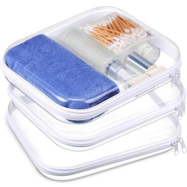 Imagem de Estojo rígido transparente com zíper, bolsa de plástico, bolsa de maqu