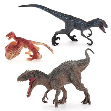 Imagem de Conjunto de figuras de dinossauro Jurassic Realistic, 3 peças de brinquedos infantis de PVC