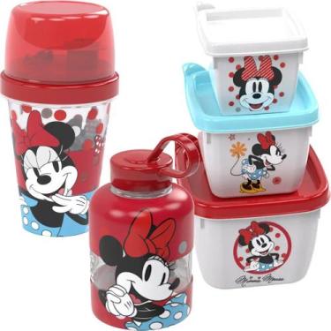 Imagem de kit Minnie Porta Lanche Escolar Passeio Infantil Plasutil