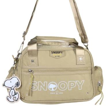 Imagem de Bolsa Snoopy Maletinha Média Feminina Duas Alças SP2849, Bege
