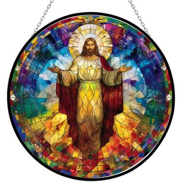 Imagem de Janela de vitral pendurada 365CUSGIFTS Christ Jesus 34cm