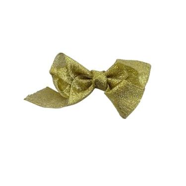 Imagem de Laço Boutique Infantil Tamanho P 7x3 Cm em Gorgorão com Presilha Bico de Pato e Diversas Cores (Dourado)