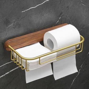 Imagem de Conjuntos de ferragens de banheiro de madeira e cobre, suporte de toalha, suporte de papel, gancho de barra de toalha, kit de acessórios de banheiro, prateleira de toalha12 (suporte de lenço27)