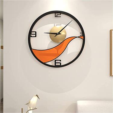 Imagem de Relógio de parede moderno relógio de pendurar redondo moderno para sala de estar, restaurante silencioso em casa relógio de quartzo moderno relógio de parede de fundo minimalista, preto, relógio de
