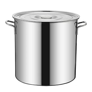 Imagem de sdjyVer Balde de sopa/pote de sopa balde de arroz comercial de aço inoxidável 201 com tampa balde de óleo de grande capacidade balde de água fervente (tamanho: 45 cm) (50 cm)