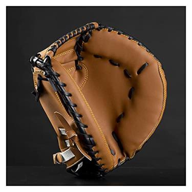 Imagem de Luva de beisebol luvas de recetor de beisebol treino profissional luvas de beisebol de softball de couro de imitação grosso luvas e luvas de beisebol (cor: Dark Khaki, tamanho: 12,5 polegadas
