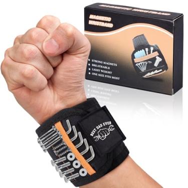 Imagem de Pulseira magnética para segurar parafusos de pregos, brocas para homens, nylon durável com ímãs leves e poderosos, presentes para o pai, pai (xet: BEST DAD EVER)