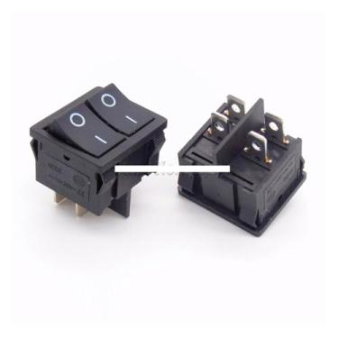 Imagem de 10 interruptores basculantes pretos KCD2 21 x 24 mm 21 x 24 mm interruptor bidirecional 4 pinos 2 posições 6A/12A 250VAC ON-OFF WWECCQIJ