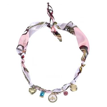 Imagem de Colar de cachecol vintage para mulheres, bandana ajustável, colar de seda, leopardo, pérola, boêmio, joia de cerâmica, folha, borboleta, estrela-do-mar, moeda, pingente, colares, joias de verão e