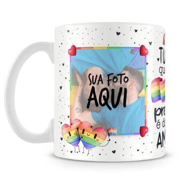 Imagem de Caneca Personalizada LGBT com 2 Fotos e Frase Amorosa - Amo Canecas