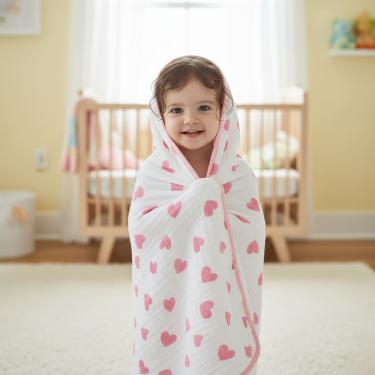 Imagem de Kit Toalha de Banho Soft Infantil com Capuz 70cm x 70cm + 3 Pano de Boca Bebe Menina Babete Antialérgico Macio