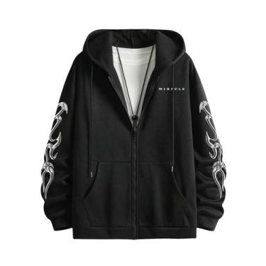 Imagem de Moletom com capuz GORGLITTER Y2K Graphic Zip Up Designer preto para ho