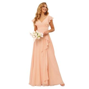 Imagem de Vestido de dama de honra TIRAS Elegant Ruffles Chiffon Blush Pink 2025
