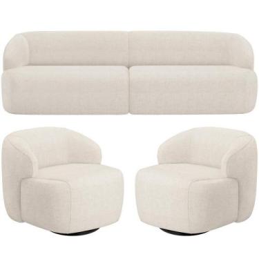 Imagem de Sofá 3 Lugares Curvo Orgânico Com 02 Poltronas Living 250cm Barolo L06