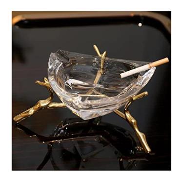 Imagem de Cinzeiro de ervas daninhas cinzeiro moderno de latão, cinzeiro triangular de vidro para mesa de centro, decoração de mesa de sala de estar, cinzeiro de estúdio for sala de chá, cinzeiros para cigarros