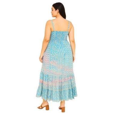 Imagem de Vestido Longo Indiano Vih Triny Estilo Boho, Azul, GG