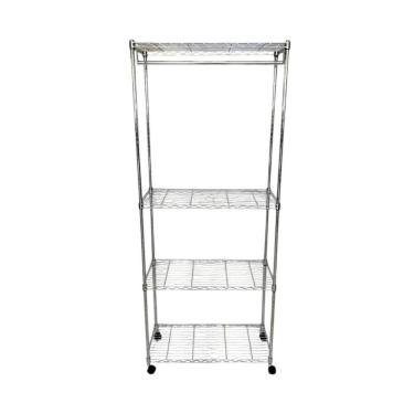 Imagem de Estante De Aço Cromada Vghome 4 Prateleiras 1,85M Cabideiro