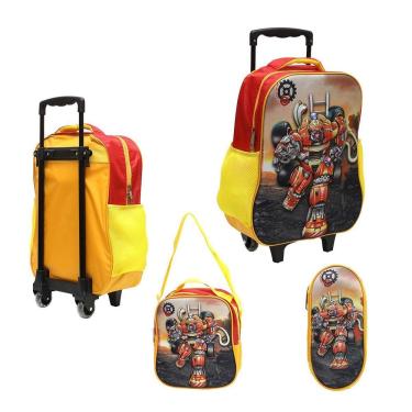 Imagem de Kit Mochila Com Rodinhas E Lancheira + Estojo Fire Rescue