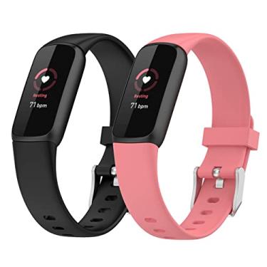 Imagem de Hoopyeecase pulseira de relógio Compatível com Fitbit Luxe Bands ，Suave Silicone Esporte À prova d'água Quick Release Respirável Substituição Pulseiras de relógio Acessórios para mulheres homens