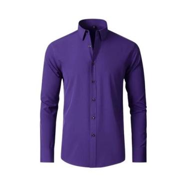 Imagem de Camisa Masculina Slim Fit Manga Longa Branca 6XL - Primavera/Outono, 3