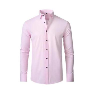 Imagem de Camisa Masculina Slim Fit Manga Longa Branca 6XL - Primavera/Outono, 4