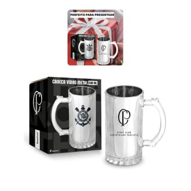 Imagem de Caneca Vidro Reforçado Metalic 480M Time Corinthians Oficial
