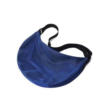 Imagem de Bolsa de basquete de ombro único esportiva universal de grande capacidade bolsa de vôlei de futebol multifuncional portátil para basquete bolso de rede de armazenamento diagonal azul