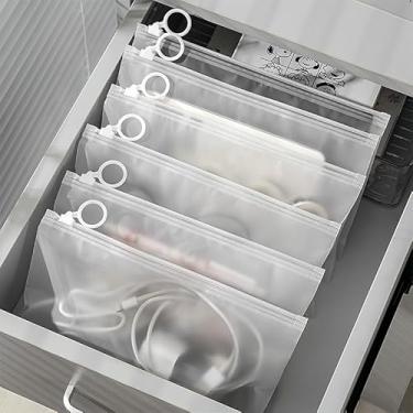 Imagem de Bolsas de zíper à prova d'água, 10 unidades de armazenamento organizador fosco 24 x 15 cm, sacos de plástico para material de escritório, brinquedos, cosméticos, cabos, armazenamento de viagem