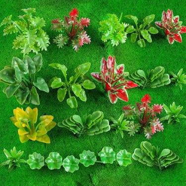 Imagem de Conjunto de plantas em miniatura de 100 peças – miniárvores, flores, arbustos para jardim de fadas, diorama, cenário de trem, modelo de arquitetura de areia para artesanato