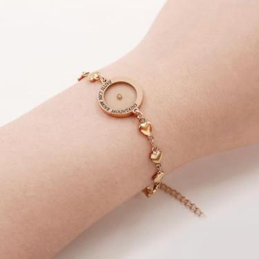 Imagem de Pulseira de corrente em forma de amor, pulseira religiosa acessível com citação de fé, design elástico de semente de mostarda para casais, elegante pulseira com pingente cristão para uso diário YA4281