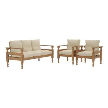 Imagem de Jogo Sofá Madeira Maciça 3 Lugares E 2 Poltronas Liz Multimóveis Vcr70