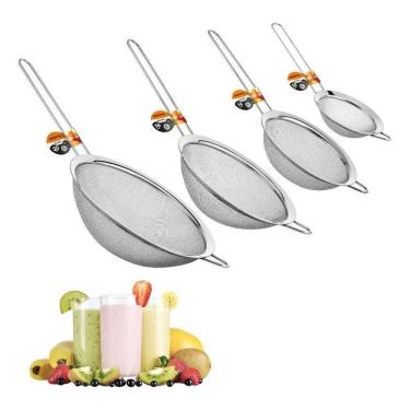 Imagem de 2X Kit 4 Peneiras De Inox Utensílios De Cozinha 10 14 16 20