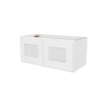 Imagem de Furinno Armário de cozinha de parede coqueteleira, com 2 portas, vidro não incluído, pronto para montar, 30 cm P x 68 cm L x 30 cm A, branco