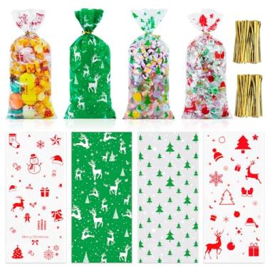 Imagem de Yixiang 120 peças de sacolas de Natal de celofane sortidas para guloseimas de Natal, lembrancinhas de festa de Natal, sacos de doces para violoncelo, sacolas de brindes para suprimentos de festa