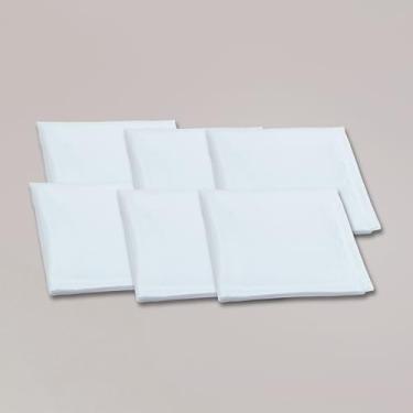 Imagem de Kit de 6 Guardanapos de Mesa Classic Tecido Oxford Maquinetado, 43x43cm, Acabamento com Bainha, para Mesa Posta, Jantares e Eventos (Branco)
